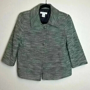 Liz Claiborne Small Cropped Jacket Blazer 3/4 Sleeves Office Career Pockets